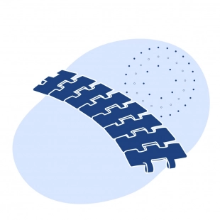 Пластинчатая цепь поворотная серия MD 880-879 TAB 152.4x4.8x400 мм